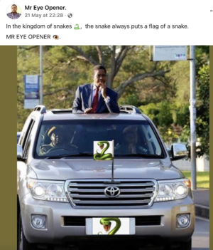 Read more about the article ALTERED: This image of the Former Zambian President’s vehicle with a snake flag has been doctored