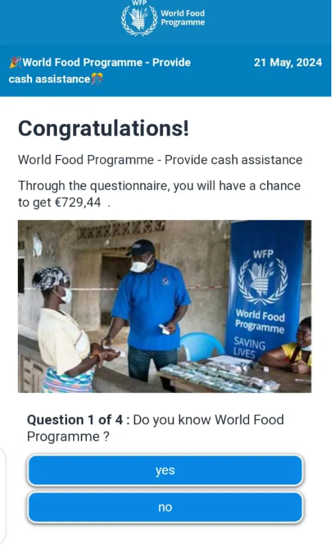 You are currently viewing HOAX: This WFP poverty alleviation cash initiative is a scam